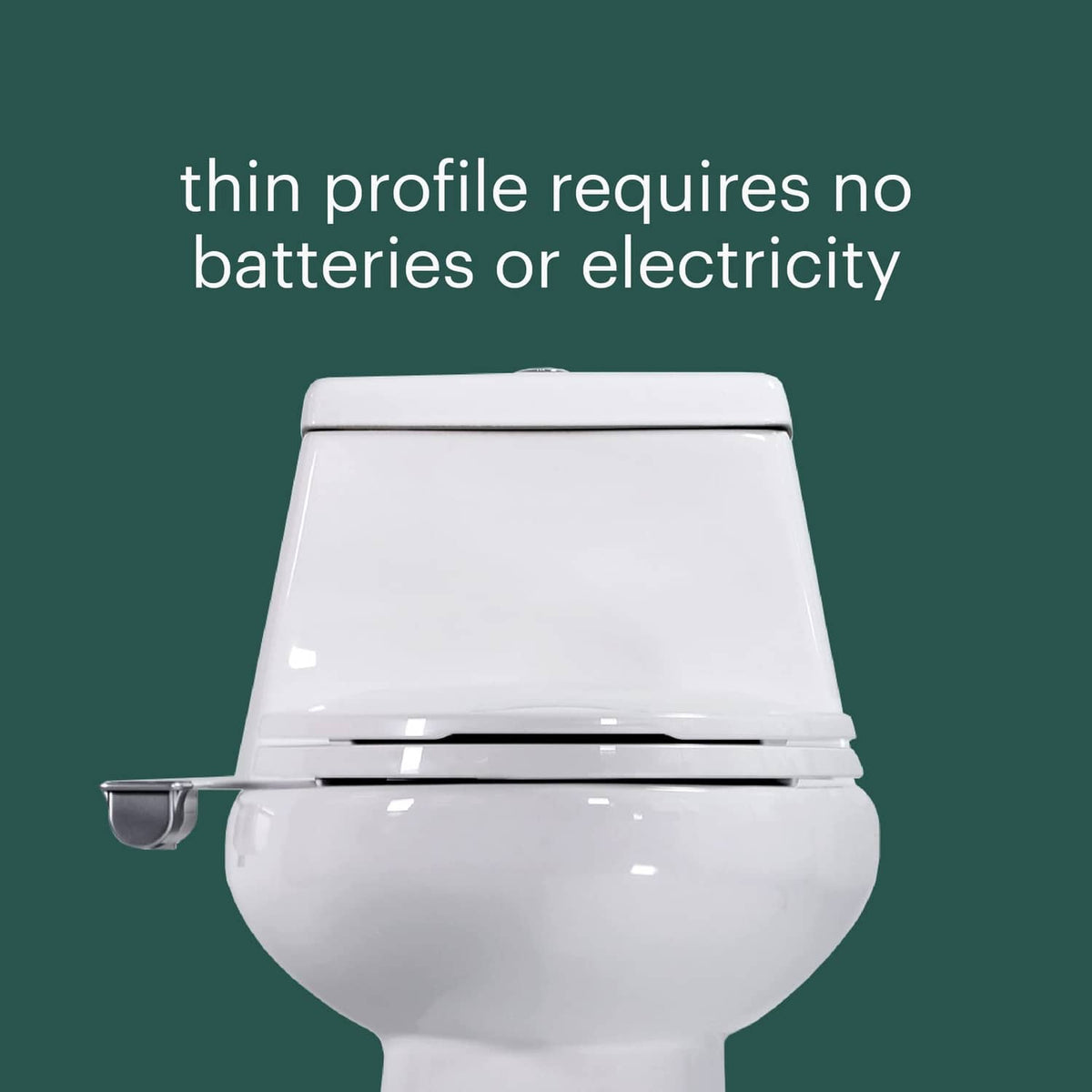 Brondell SimpleSpa SS-150 thinline bidet seat shown on white toilet with nozzle
