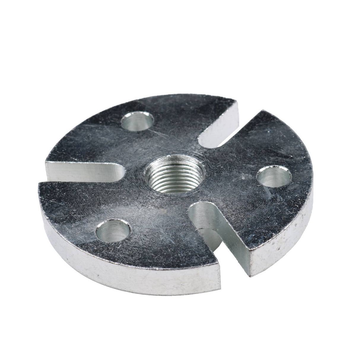 Flywheel puller plate with center threaded bore and side mounting holes