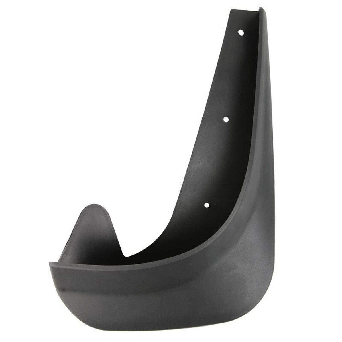 Single black mudguard flap with long vertical edge and mounting holes