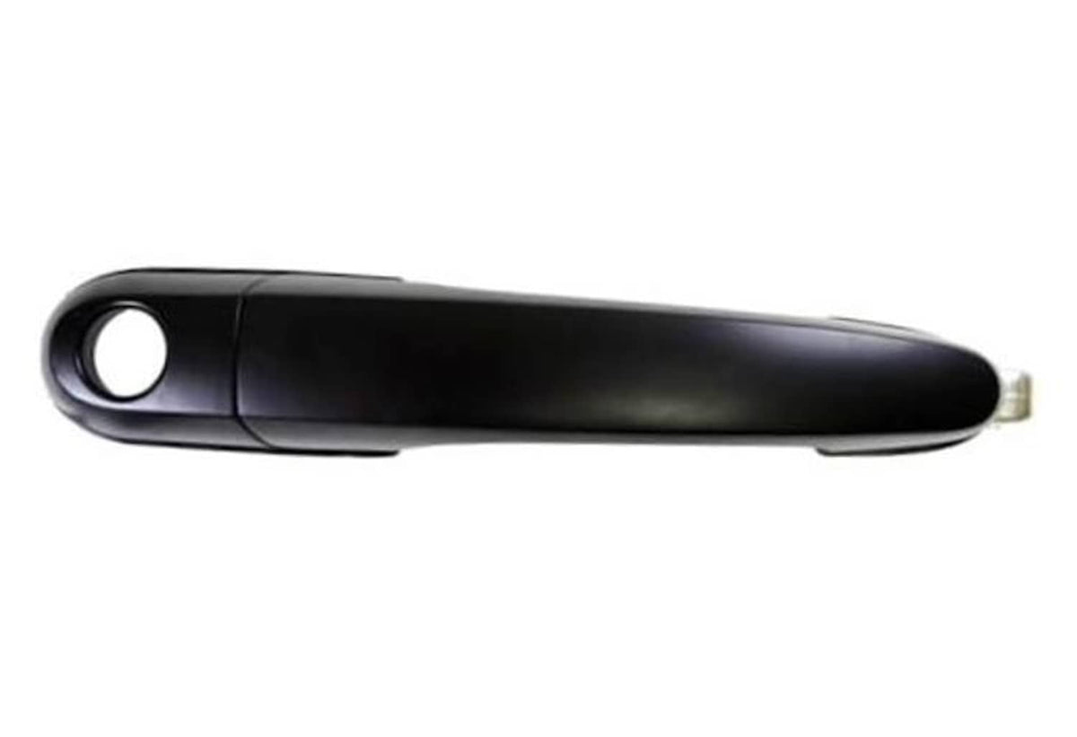Primed black exterior outside door handle with circular mounting opening