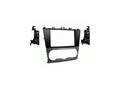Double-DIN dash kit bezel frame with metal mounting brackets, black