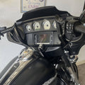 Gloss black motorcycle handlebar with pre-wired controls and cable connectors