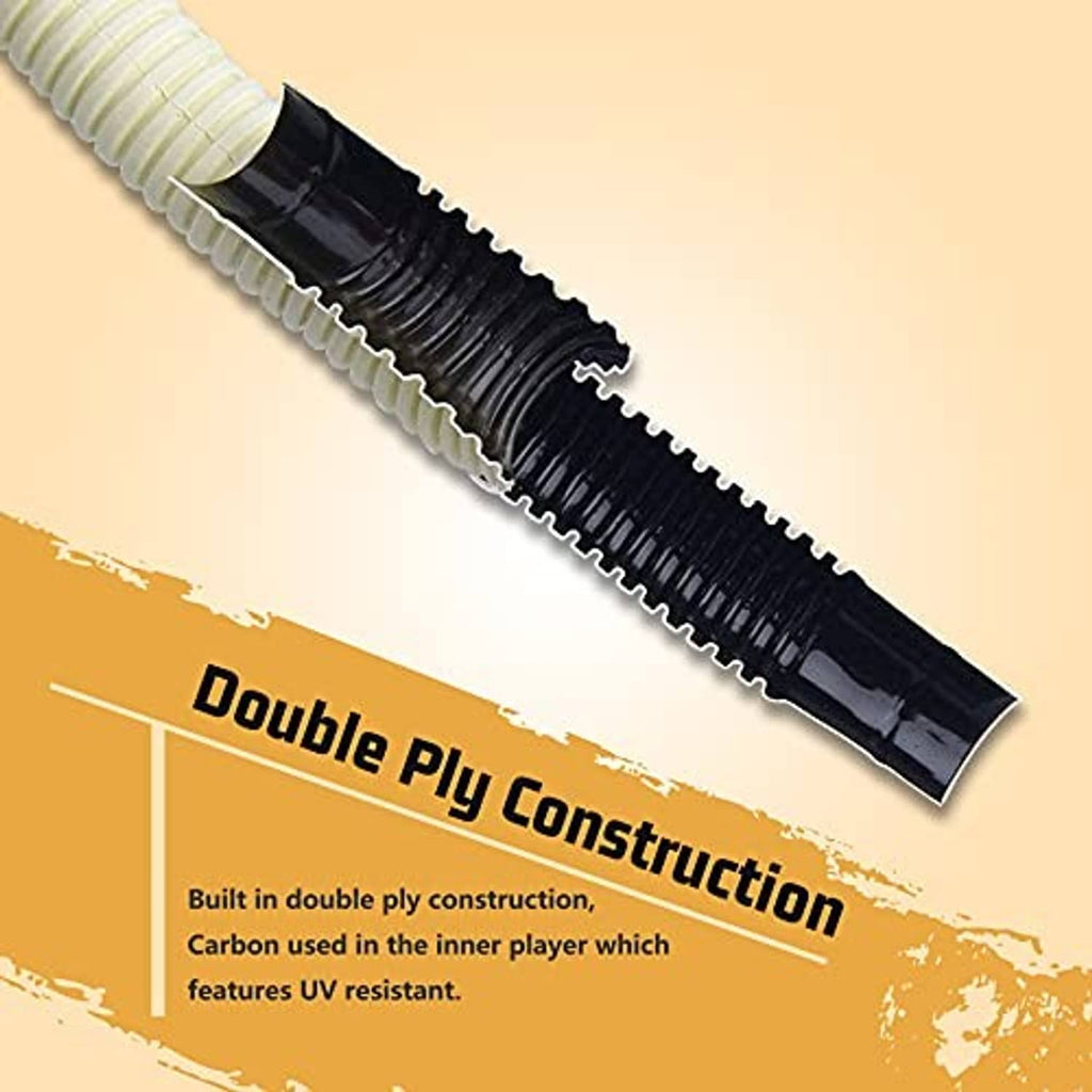 Double-ply mini split drain hose segment with black inner layer and ribbed exterior