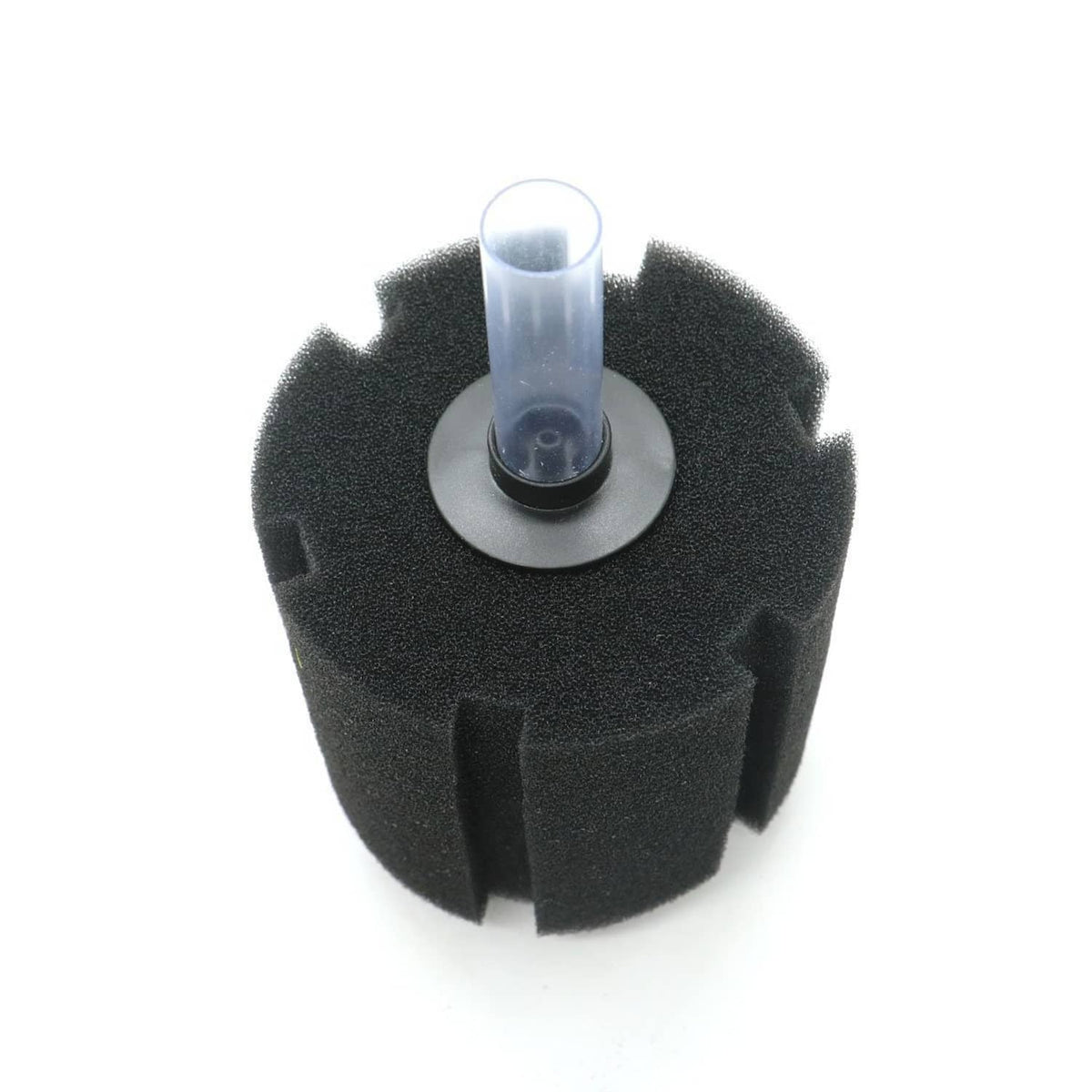 Black circular sponge filter cartridge with central lift tube and base disc