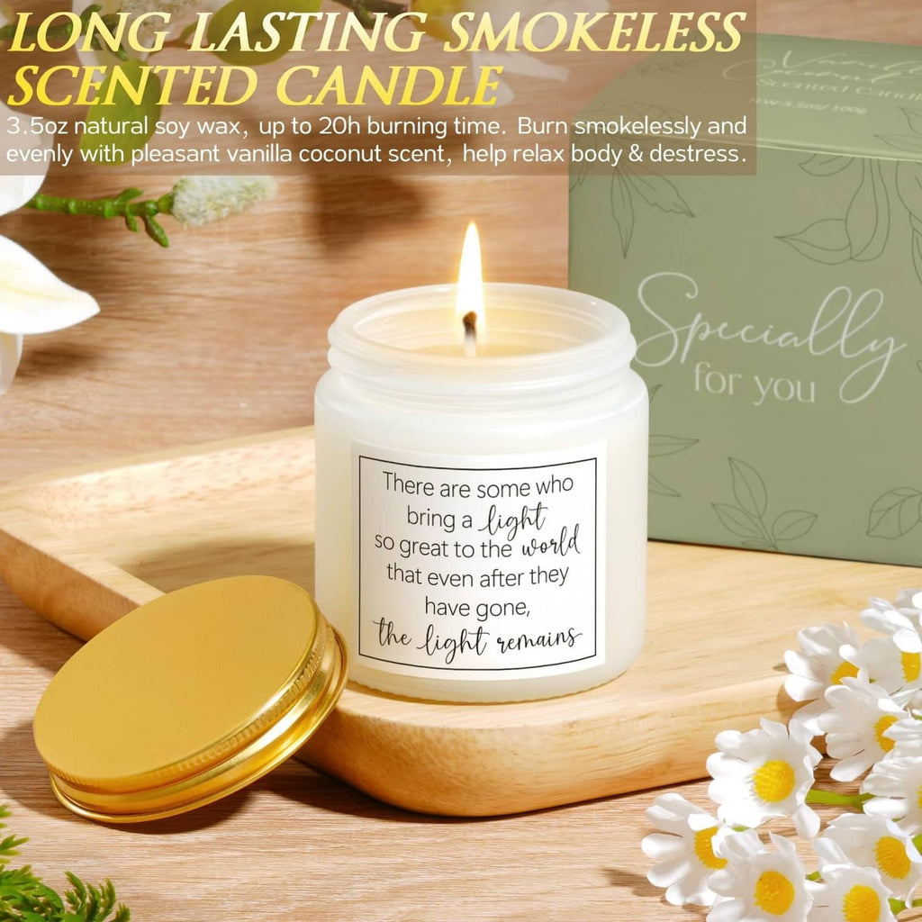 Long-lasting smokeless scented candle in jar with printed quote on lid