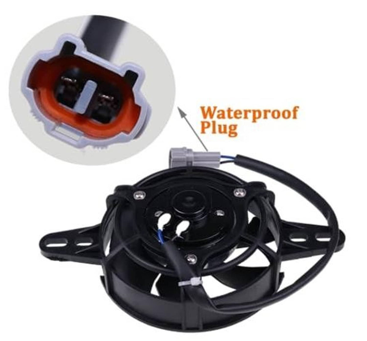 4-inch electric motorcycle radiator cooling fan with waterproof-style plug connector and black guard
