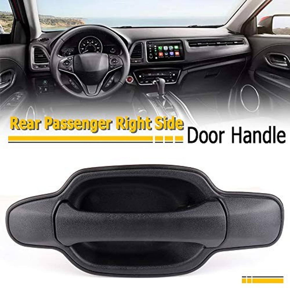 Exterior rear passenger right-side door handle with oval grip, dark gray