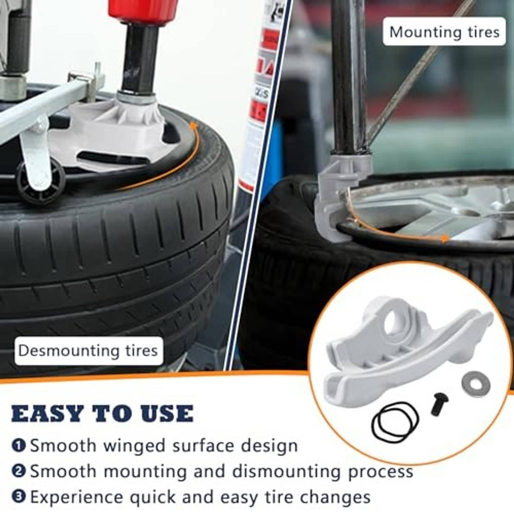 Tire changer demount/mount head tool set, white plastic with smooth winged surface