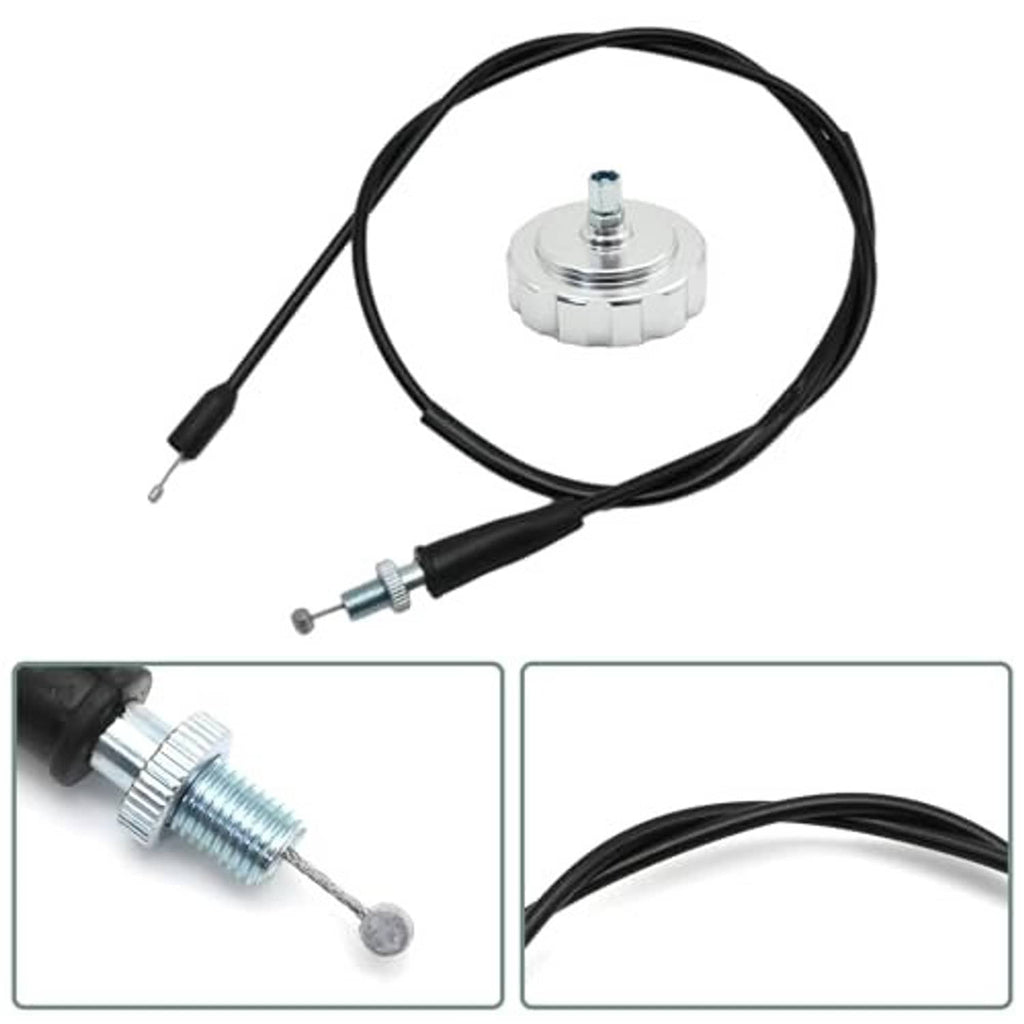 Throttle cable kit with eliminator cap, black cable with metal end fittings