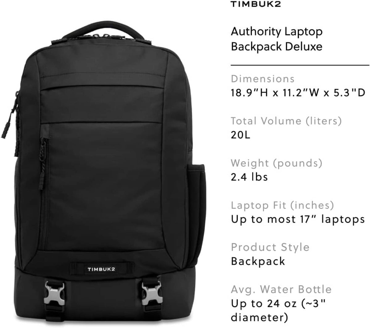 Black Authority laptop backpack with padded front panels and zipper organizer