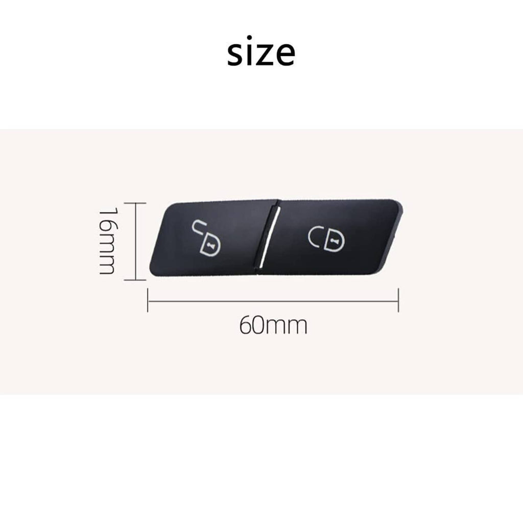 Black door lock switch button dimensions, 60mm x 16mm size graphic