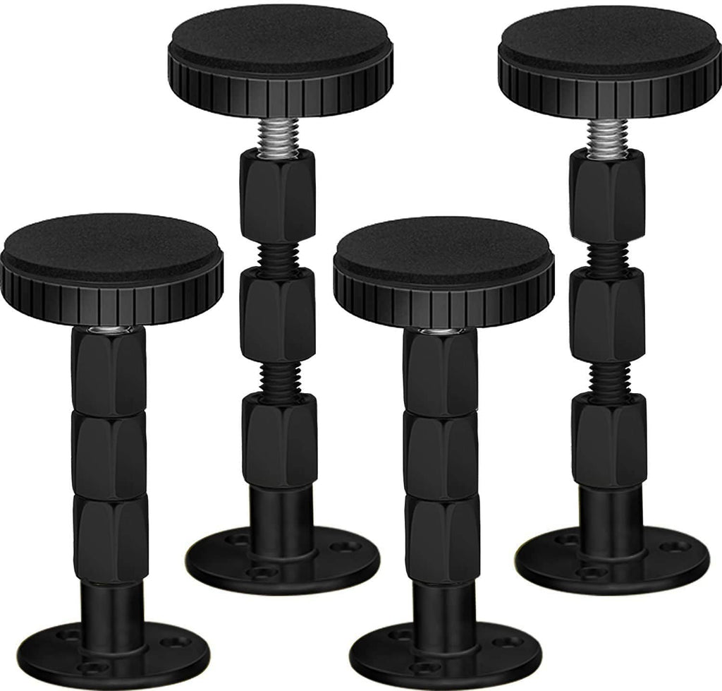 Black adjustable threaded headboard bumpers, 4-piece set with round rubber tops