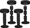 Black adjustable threaded headboard bumpers, 4-piece set with round rubber tops