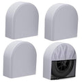 4-pack RV tire wheel covers in light gray, arched half-hood design