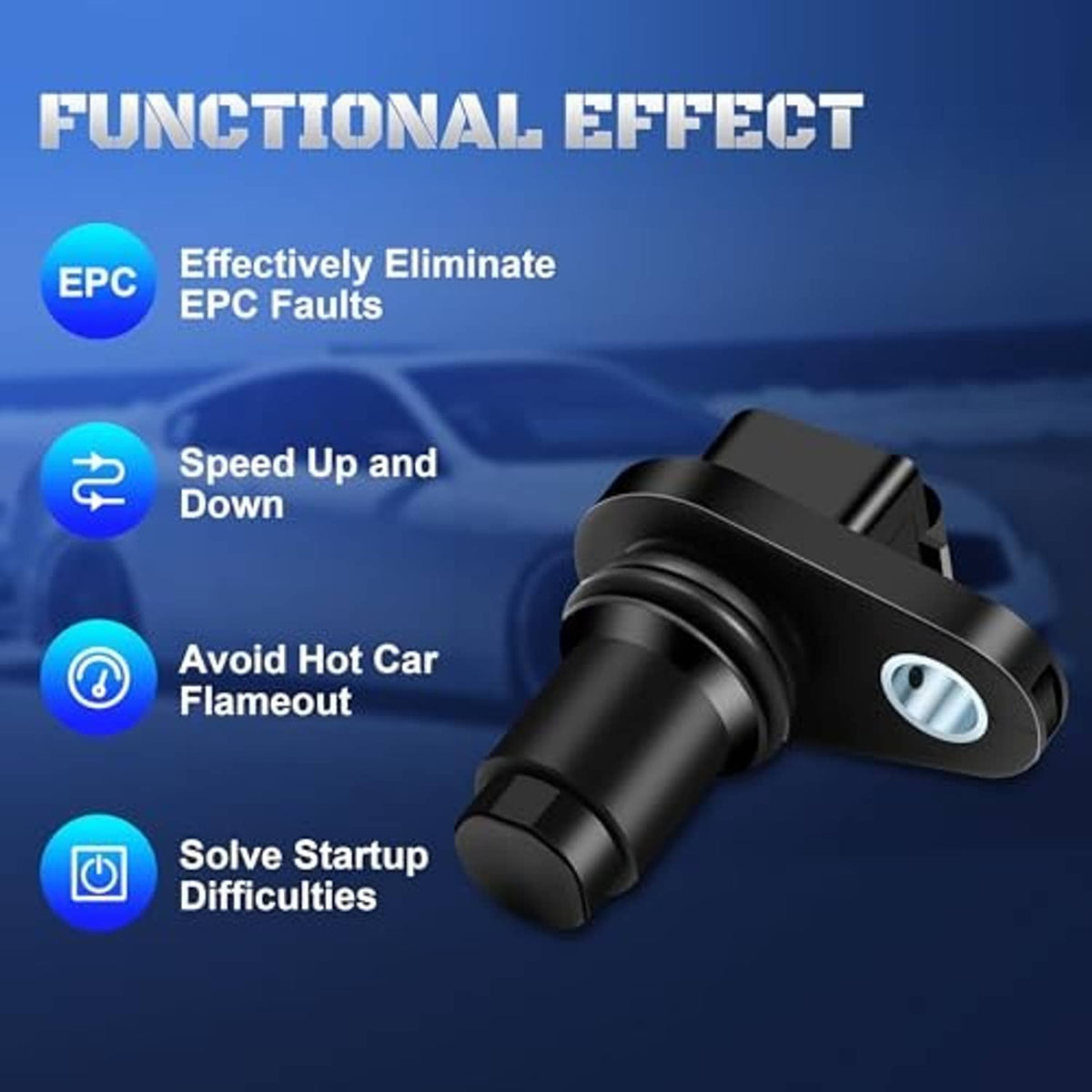 Camshaft position sensor with black body and silver mounting hole