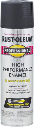 Rust-Oleum Professional high performance enamel spray paint can, flat black, 15 oz