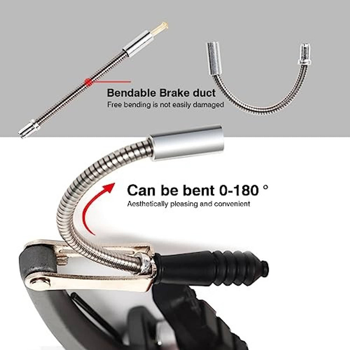 Bicycle V brake cable duct and flexible brake line with connector fittings