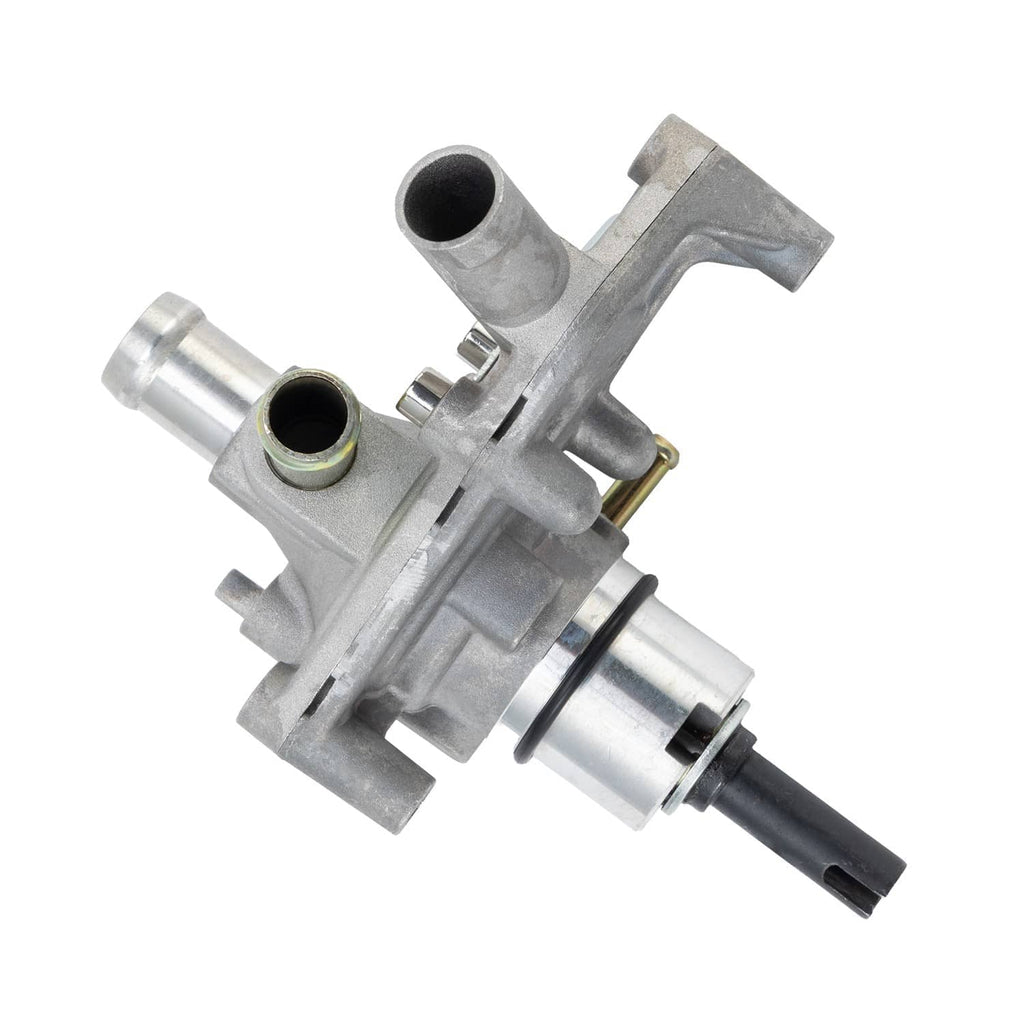 Water pump assembly three-quarter view with black hose connection and metal inlet