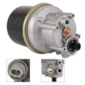 Air dryer valve with black reservoir and silver aluminum body, side inlet and outlets