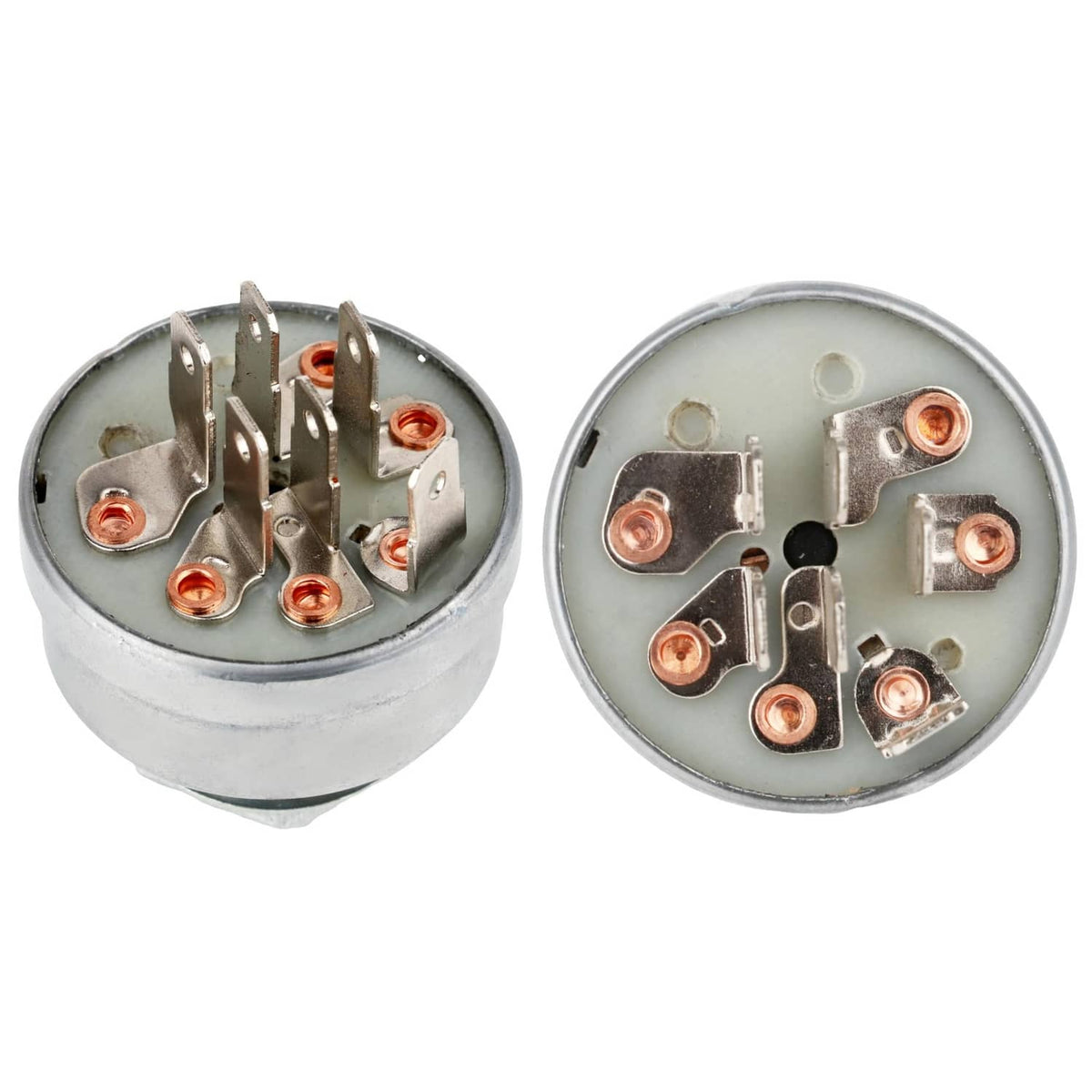 Ignition switch base with 6 copper terminals on round metal plate