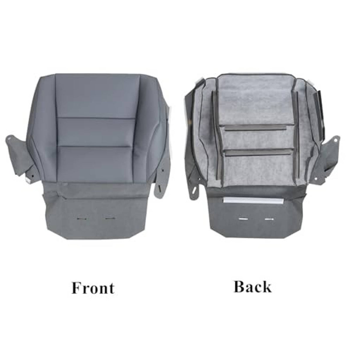 Seat cover set: front and back panels in dark gray leather-look, with side brackets.