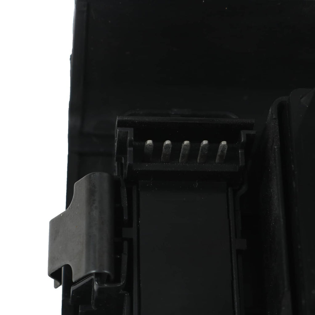 Power window switch housing with exposed electrical connector pins