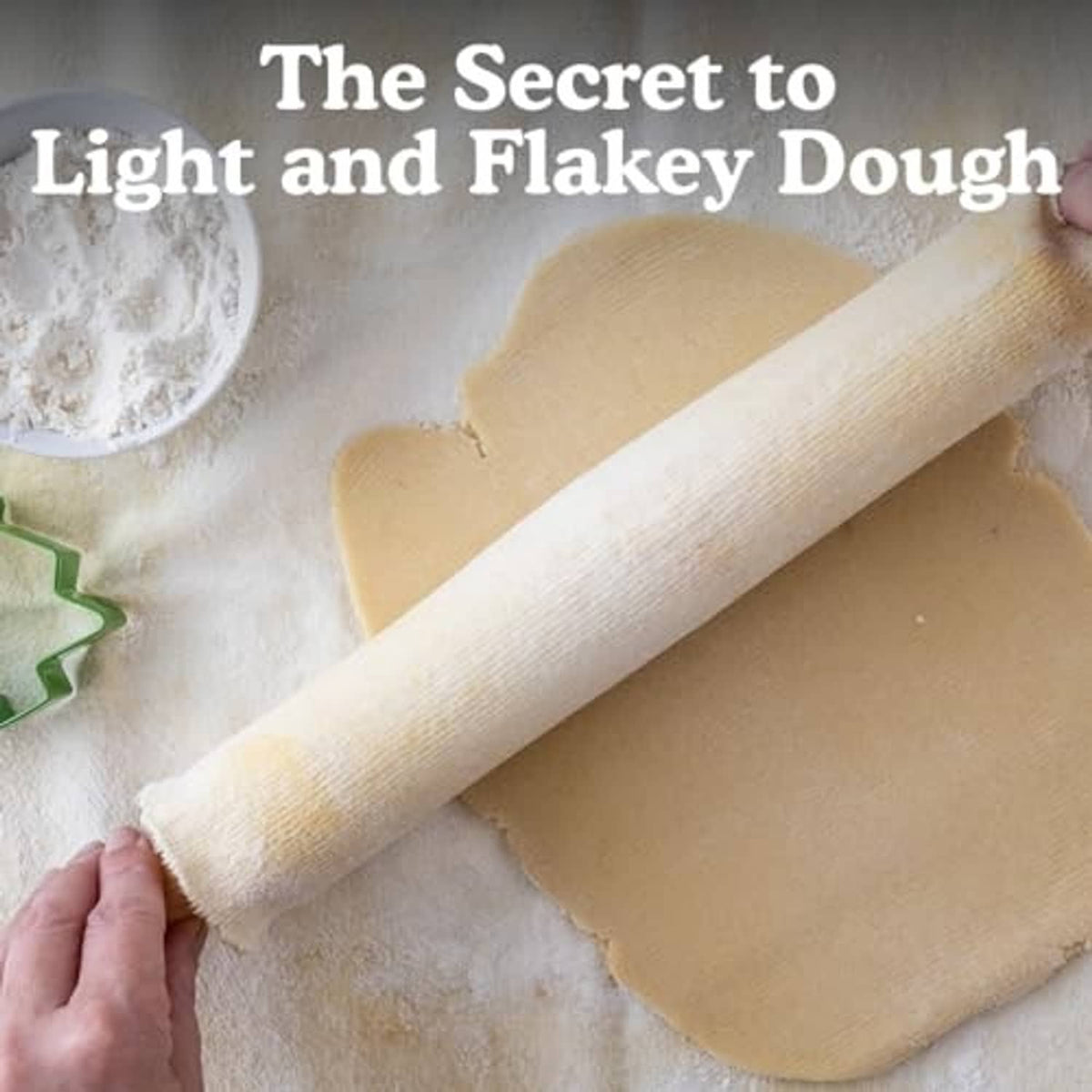 Natural cotton rolling pin cover and pastry cloth, fabric rolled and unrolled