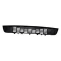 Black front bumper lower grille with hex mesh and silver-look center openings