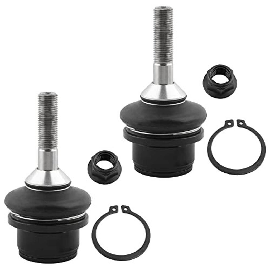 Front ball joint set with two assemblies, black boots, silver studs, and rubber gaskets