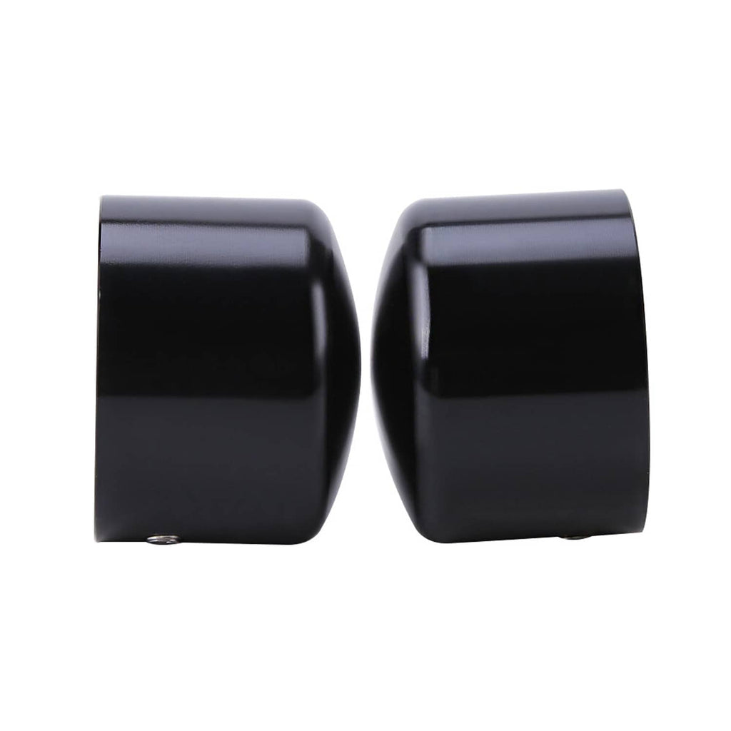 Pair of black front axle cap nut covers, smooth cylindrical ends