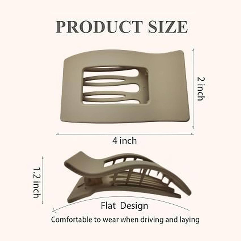 Square flat claw hair clip size diagram: 4 inch length, 2 inch width