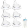 Six replacement silicone drinking spouts with clear base, NUK compatible