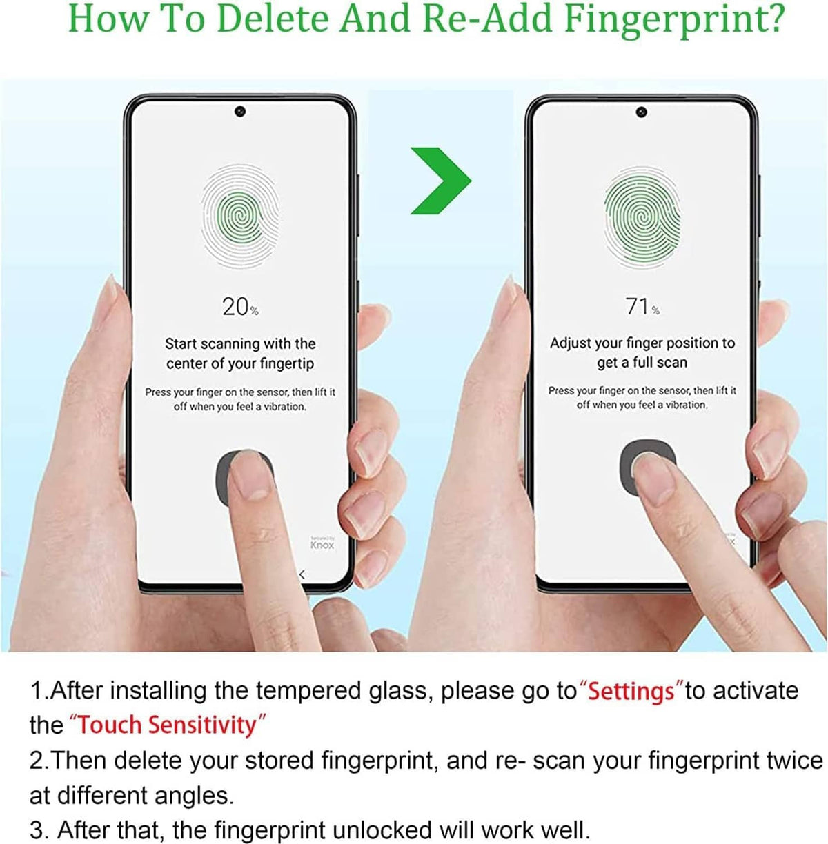 Tempered glass screen protector for Samsung Galaxy S22 5G with fingerprint scanning support