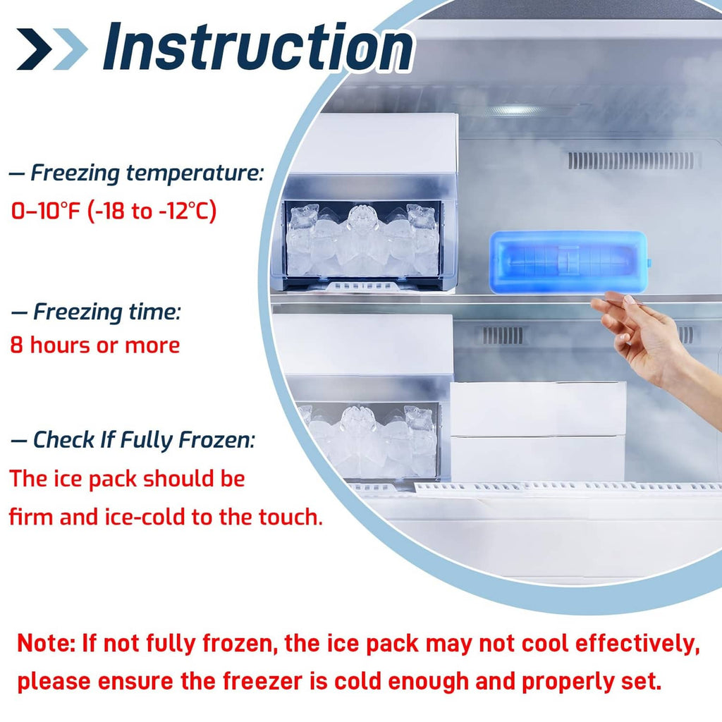 Insulin vial cooler ice pack insert in freezer, blue cooling tray