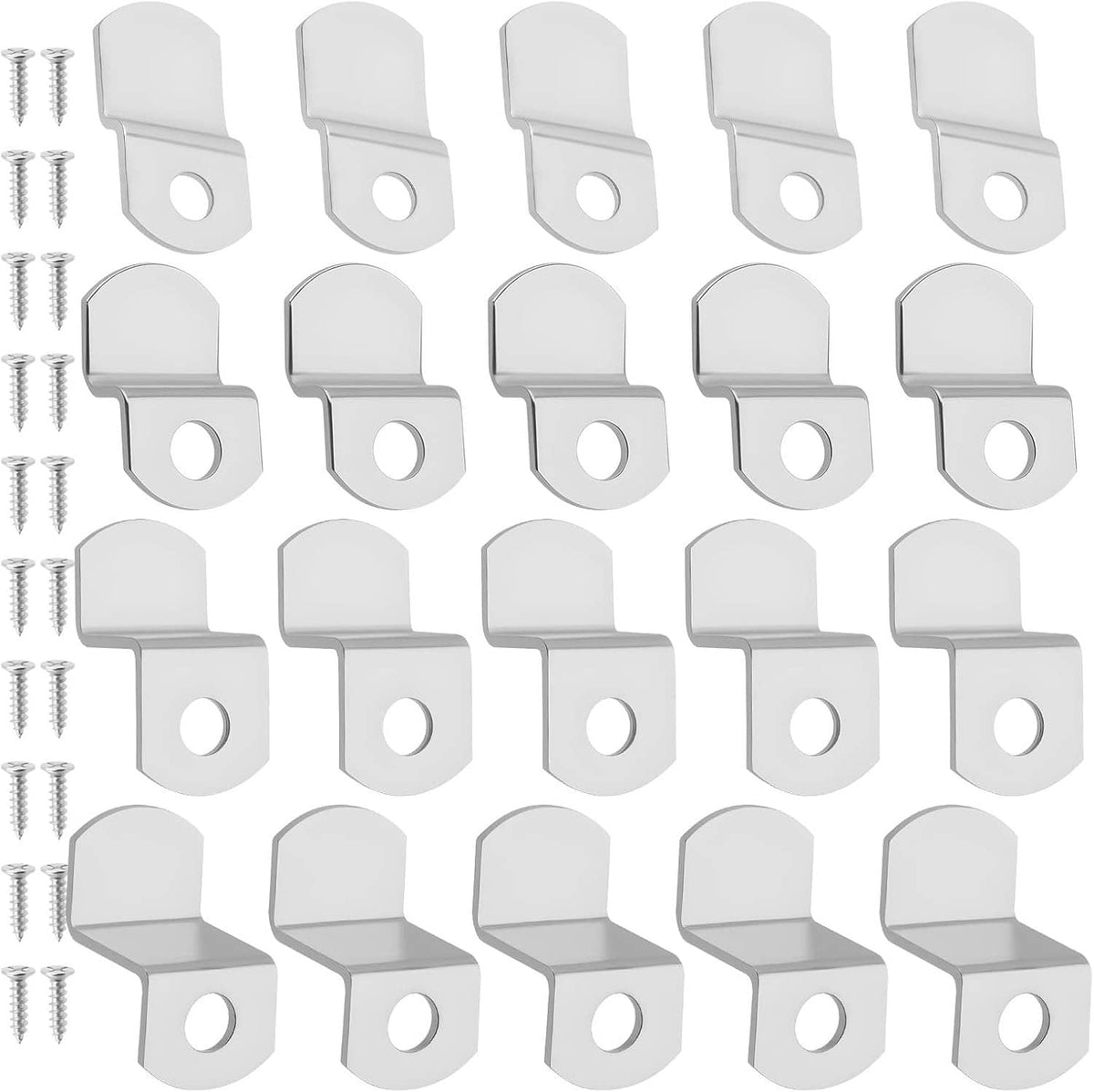 White offset canvas clips set with mounting screws for photo frame installation