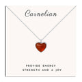 Women’s carnelian heart pendant necklace on a silver chain