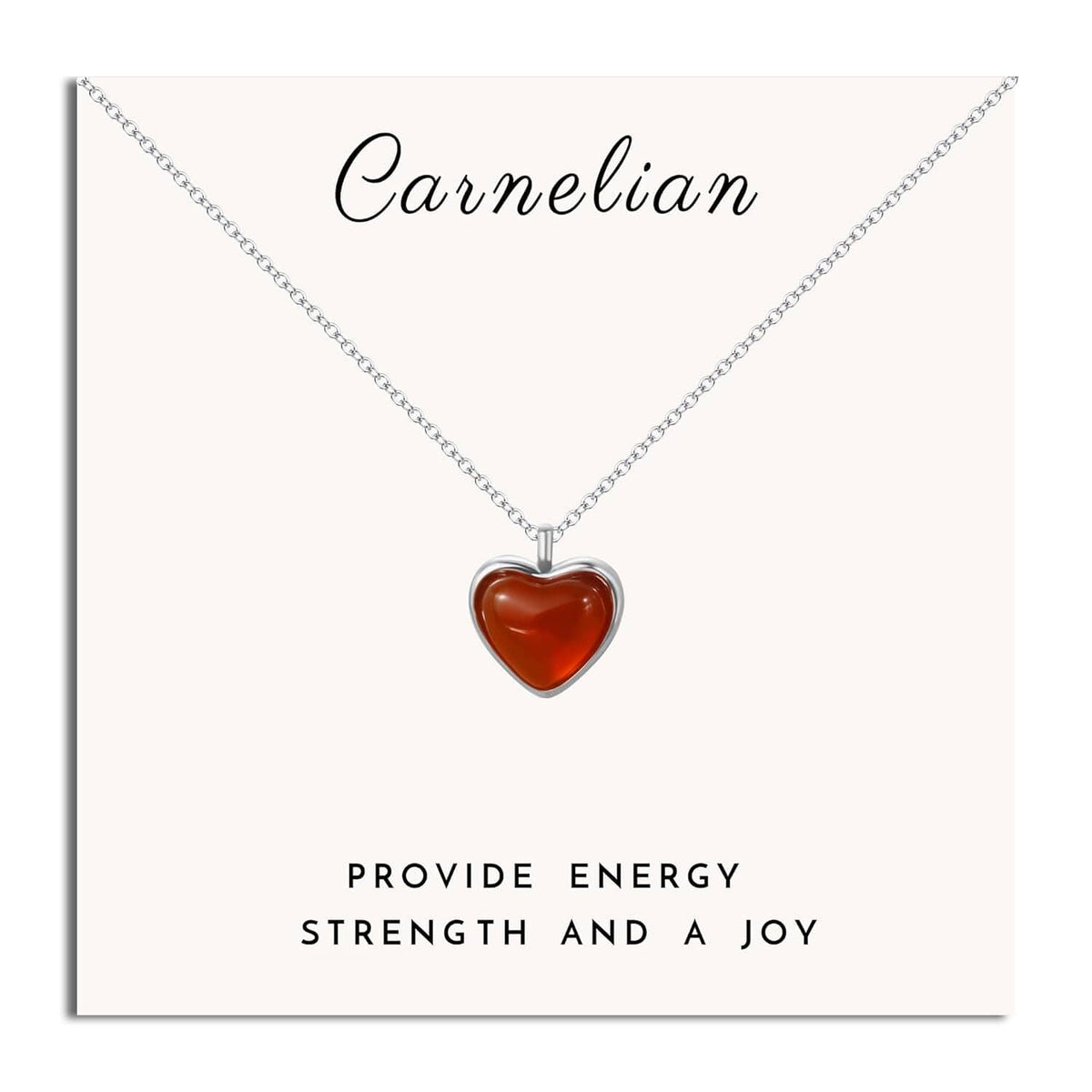 Women’s carnelian heart pendant necklace on a silver chain