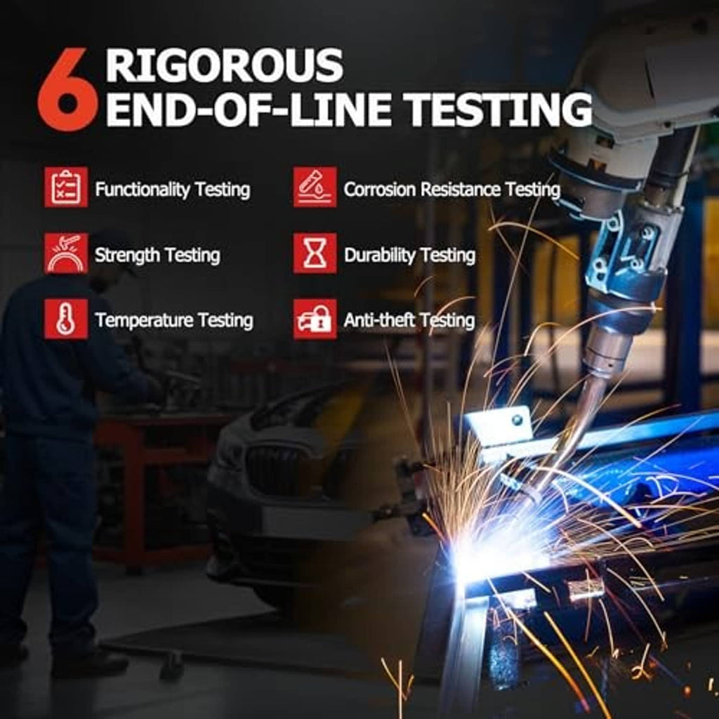 Auto door hardware durability test with welding sparks in workshop