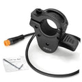 Black 3-pin thumb throttle with yellow/orange waterproof connector and cable