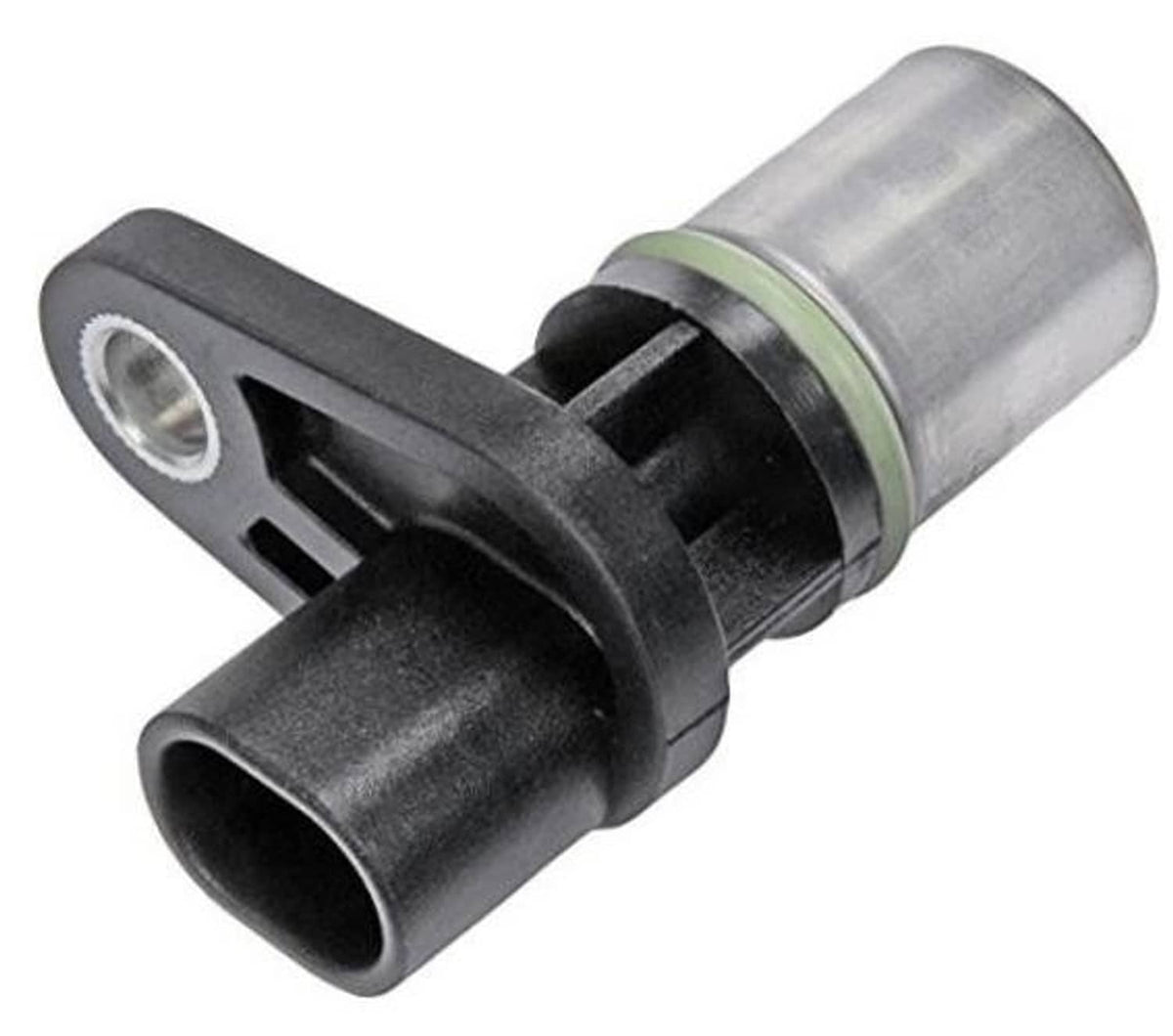 Engine crankshaft position sensor with metal body and black plastic connector