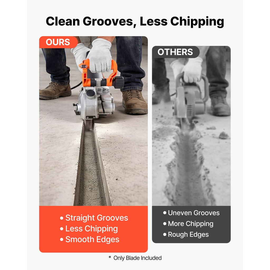 Diamond blade set comparison graphic for clean grooves with less chipping