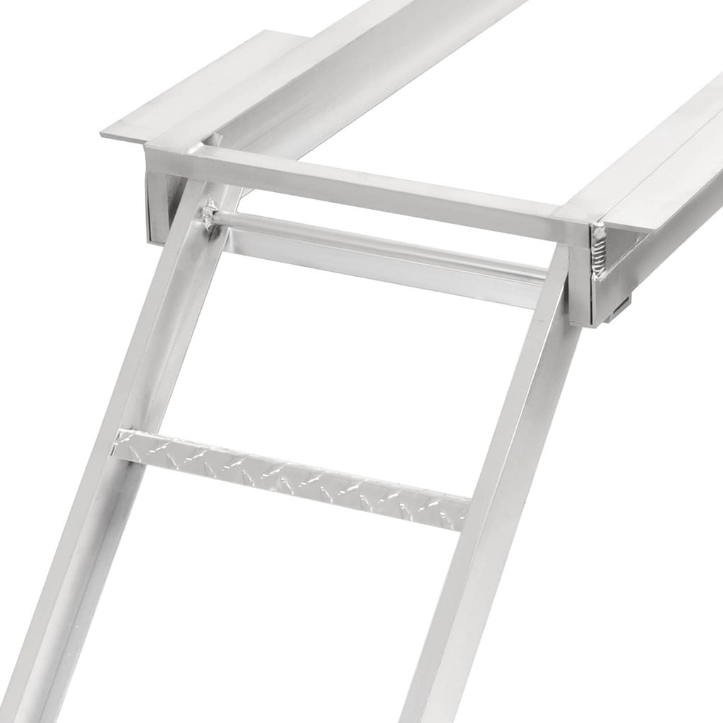Aluminum under-deck boat ladder step assembly with side mounts