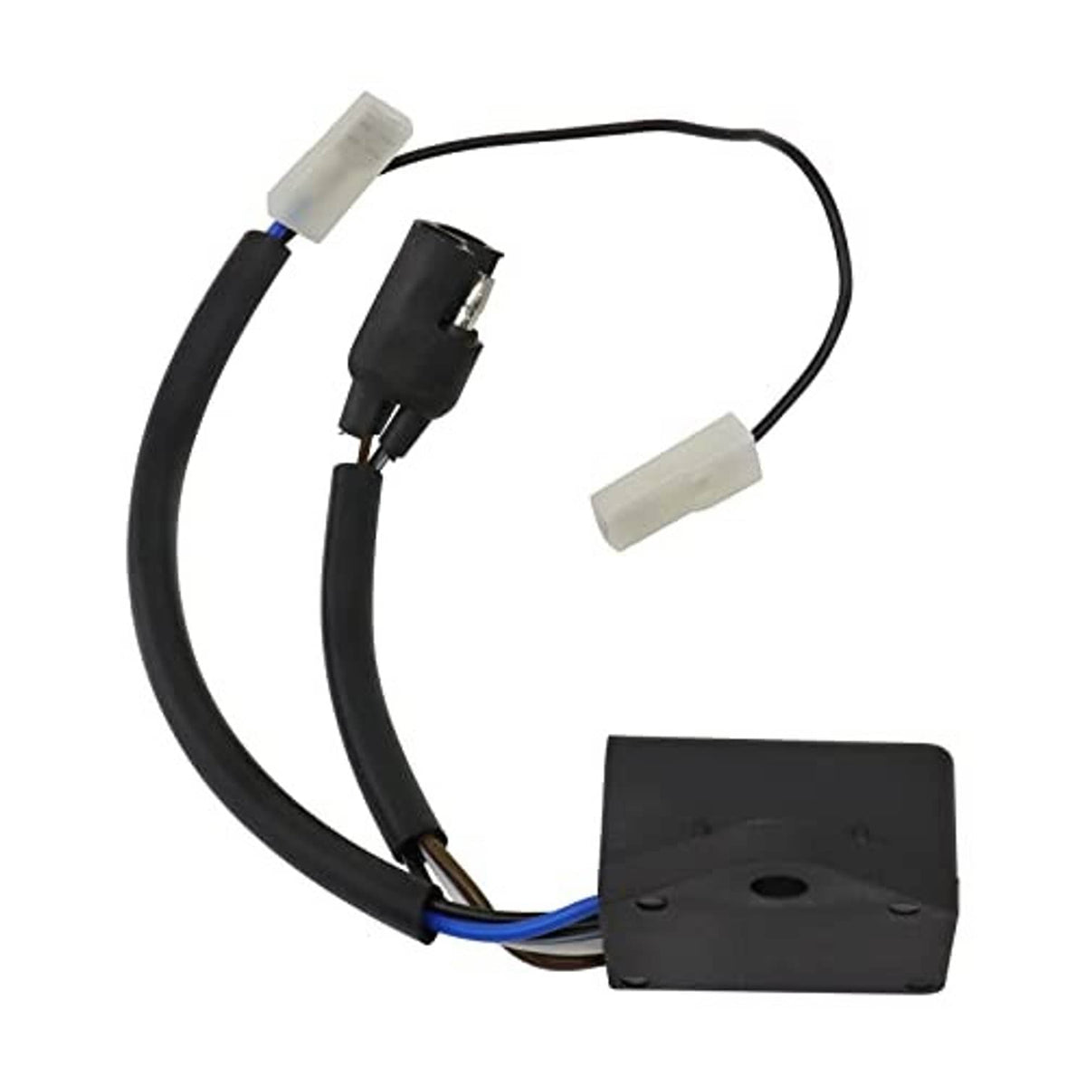 CDI ignition module with black housing and wiring leads with white connectors