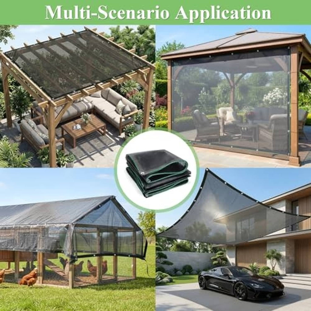 Black shade cloth stack and mounted pergola cover with grommets
