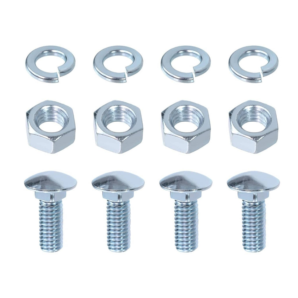 Chrome bumper bolt kit: capped carriage bolts with hex nuts and round washers, silver finish