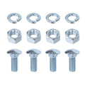 Chrome bumper bolt kit: capped carriage bolts with hex nuts and round washers, silver finish