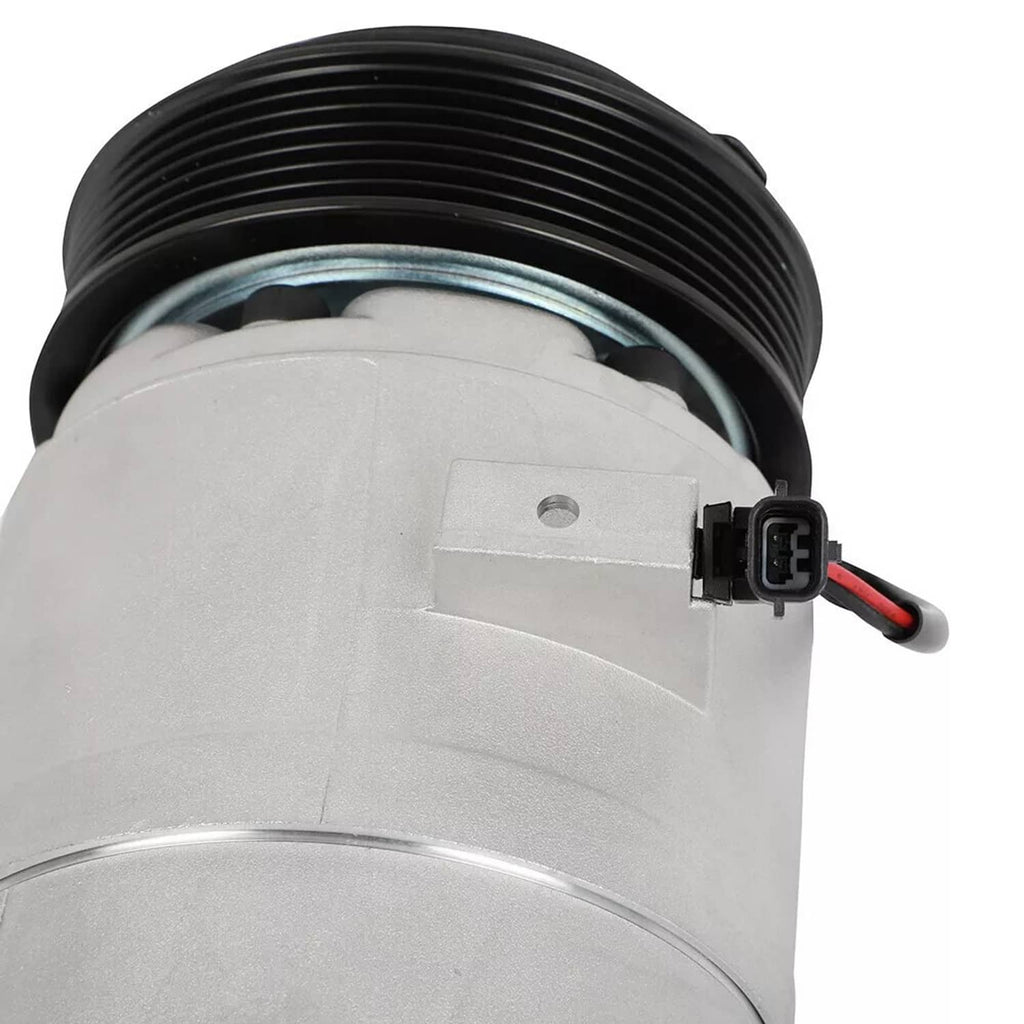 A/C compressor clutch assembly with electrical connector and red/black wire leads