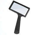 Black rectangular 10X reading magnifier with textured handle, handheld design