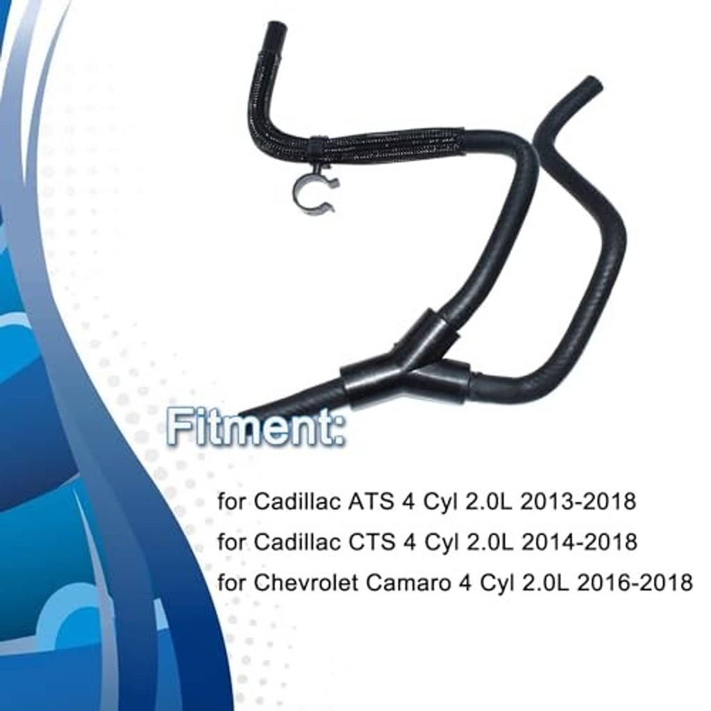Black rubber coolant hose assembly with Y-branch and molded clamp loop