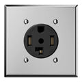 ELEGRP NEMA 14-30R dryer outlet, silver faceplate with 4-prong black receptacle